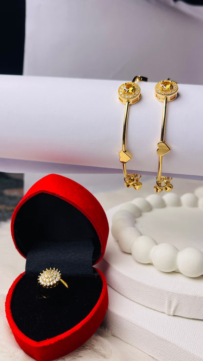 2 Bangles + 1 Ring Gold Plated Stylish Combo Pack
