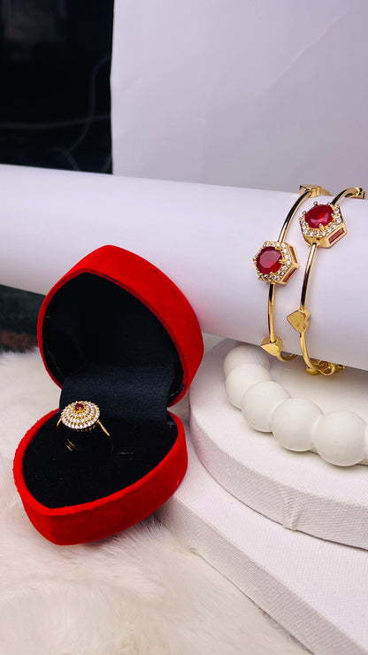 2 Bangles + 1 Ring Gold Plated Stylish Combo Pack
