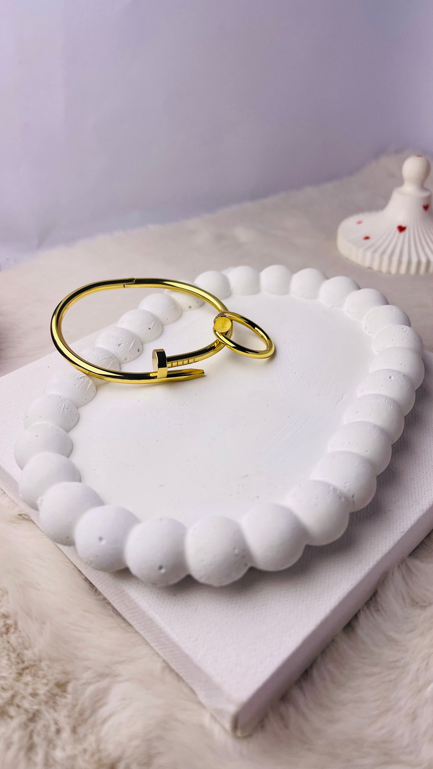 Luxury Gold-Plated Stainless Steel Nail Bracelet & Ring Set