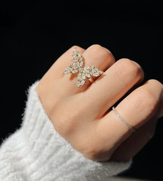 Butterfly Ring & Minimal Band Combo – 2pcs Stylish Set